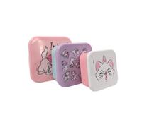 My sweety pop Set of 3 Les Aristocats Snack Boxes - Stackable Lunch Box 11.5 cm - Child - Nursery, Kindergarten, School, Holiday - Pink/Purple/White