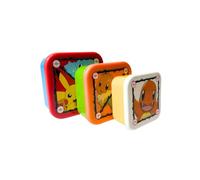 My sweety pop Set of 3 Pokemon Snack Boxes - Stackable Lunch Box 4.5" - Kids - Nursery, Kindergarten, School, Holiday - Red/Blue/Green