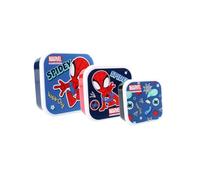 My sweety pop - Set of 3 spidey snack boxes - Lunch box - for children - Nursery - Kindergarten - School - Holiday - Meal - 11.5 cm (Spidey - Red/Blue)
