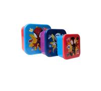 My sweety pop Spidey Set of 3 Snack Boxes - Stackable Lunch Box 4.5" - Kids - Nursery, Kindergarten, School, Holiday - Red/Blue/Purple