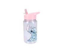 My sweety pop - Stitch Plastic Water Bottle - For Children - Nursery, Preschool, School, Holiday, Meal - 12cm - 450ml - Hydration - Gift Idea (Stitch - Transparent/Pink)