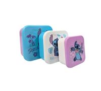 My sweety pop Stitch Snack Box Set of 3 - Stackable Lunch Box 4.5" - Kids - Nursery, Kindergarten, School, Holiday - Purple/Blue/White
