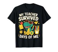 My Teacher Survived 100 Days Funny Dino Shirt T-Shirt