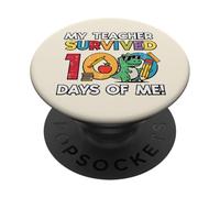 My Teacher Survived 100 Days Me Trex 100th Day School Boys PopSockets Adhesive PopGrip