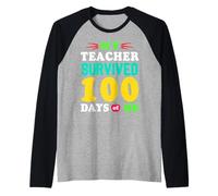 My Teacher Survived 100 Days of Me 100 Days of School Raglan Baseball Tee