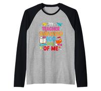 My Teacher Survived 100 Days of Me Colorful Students Teacher Raglan Baseball Tee