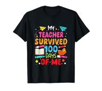 My Teacher Survived 100 Days of Me Colorful Students Teacher T-Shirt