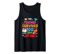 My Teacher Survived 100 Days of Me Colorful Students Teacher Tank Top