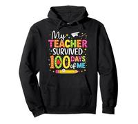 My Teacher Survived 100 Days of Me Cute Colorful School Kids Pullover Hoodie