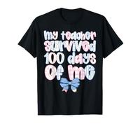 My Teacher Survived 100 Days of Me Funny School Coquette Bow T-Shirt