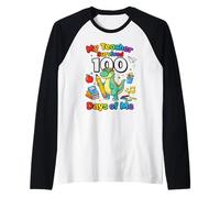 My Teacher Survived Days of Me Funny Dino School Raglan Baseball Tee