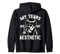 My Tears Are My Aesthetic Emo Goth Skeleton Zip Hoodie