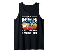 My Telescope is Calling Astronomy Stargazing Retro Tank Top