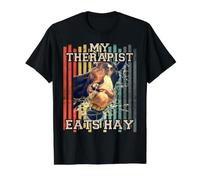 My Therapist Eats Hay Funny Horse Lover Vintage Humor Value Graphic T-Shirt, Men, Black, L