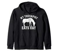 My Therapist Eats Hay Gift For Horseback Riders Horse Themed Zip Hoodie
