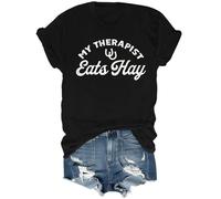 My Therapist Eats Hay T Shirt, My Therapist Eats Hay Shirt Horse Lover Unisex Black
