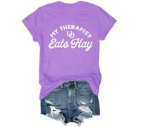 My Therapist Eats Hay T Shirt, My Therapist Eats Hay Shirt Horse Lover Unisex Light Purple