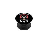 My Therapist Gave up Black Grumpy Kitty Coffee Cat Office PopSockets Adhesive PopGrip