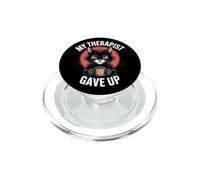 My Therapist Gave up Black Grumpy Kitty Coffee Cat Office PopSockets PopGrip for MagSafe