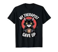 My Therapist Gave up Black Grumpy Kitty Coffee Cat Office Value Graphic T-Shirt, Men, Black, M