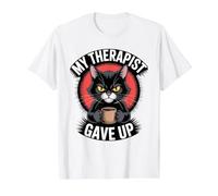 My Therapist Gave up Black Grumpy Kitty Coffee Cat Office Value Graphic T-Shirt, Men, White, L