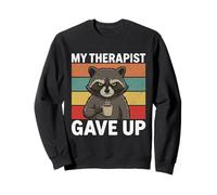 My Therapist Gave Up Funny Raccoon Coffee Retro Men Women Sweatshirt