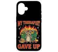 My Therapist Gave Up Funny Raccoon Dumpster Fire Retro Case for iPhone 16
