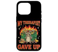 My Therapist Gave Up Funny Raccoon Dumpster Fire Retro Case for iPhone 16 Pro