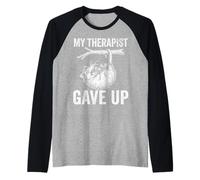 My Therapist Gave Up Funny Screaming Possum Opossum Meme Raglan Baseball Tee