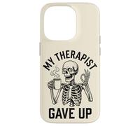 My Therapist Gave Up Funny Skeleton Coffee Dark Humor Men Case for iPhone 14 Pro