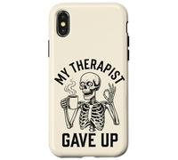 My Therapist Gave Up Funny Skeleton Coffee Dark Humor Men Case for iPhone X/XS