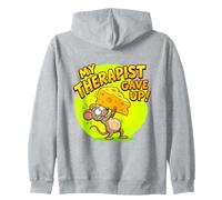 My Therapist Gave Up On Me Funny Mouse Cheese Zip Hoodie
