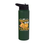 My Therapist Has 7 Lives Cat Lover Stainless Steel Insulated Water Bottle
