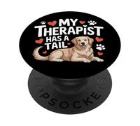 My Therapist Has a Tail Cute Golden Retriever Therapy Dog PopSockets Adhesive PopGrip