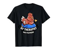 My Therapist Has Feathers Funny Chicken Keeper Homestead Hen Value Graphic T-Shirt, Men, Black, S