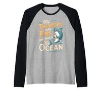 My Therapist Has Fins and Lives in The Ocean Dolphin Raglan Baseball Tee