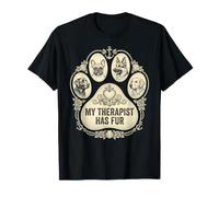 My Therapist Has Fur Funny Dog Lover Paw Design Mom Dad T-Shirt