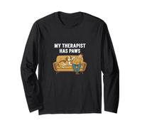 My Therapist Has Paws Funny Dog Lover Long Sleeve T-Shirt