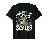 My Therapist Has Scales Caiman Reptile Exotic Pet Value Graphic T-Shirt, Men, Black, L