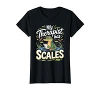 My Therapist Has Scales Caiman Reptile Exotic Pet Value Graphic T-Shirt, Women, Black, M