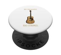 My Therapist Has Strings Acoustic Guitar Musician Quote PopSockets Adhesive PopGrip