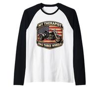 My Therapist Has Three Wheels Trike Motorbike Triker USA Raglan Baseball Tee