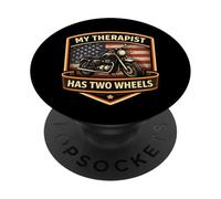 My Therapist Has Two Wheels Clasic Motorcycle Biker American PopSockets Adhesive PopGrip