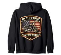 My Therapist Has Two Wheels Clasic Motorcycle Biker American Zip Hoodie
