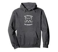 My Therapist Has Whiskers - Cat Lover Mental Health Pullover Hoodie, Adult Unisex, Dark Heather Grey, S