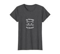 My Therapist Has Whiskers - Cat Lover Mental Health T-Shirt, Women, Dark Heather Grey, L