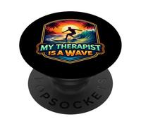 My Therapist Is A Wave Surfer Surfing Therapy Surf Board PopSockets Adhesive PopGrip