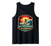 My Therapist is A Wave Surfer Surfing Therapy Surf Board Tank Top