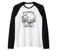 My Therapist is the Ocean Freediver Apnea Athletes Scuba Raglan Baseball Tee