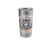 My Therapist Purrs and Knocks Things Off Tables |- Stainless Steel Insulated Tumbler